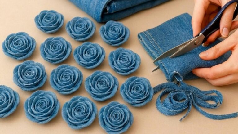Cette astuce étonnante transforme de vieux jeans en fleurs magnifiques…