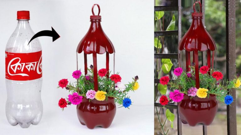 Cette astuce étonnante transforme une simple bouteille en jardinière suspendue…